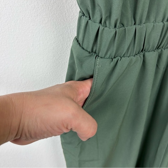 Calia by Carrie Underwood Wide Leg Overlap Olive Jumpsuit size: S - Picture 6 of 12
